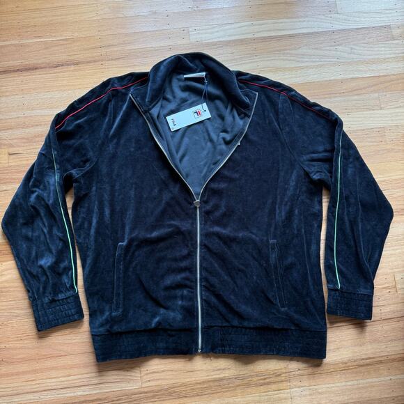 Fila Men's Black Velour Zip Up Track Jacket Deverall Size 4XL 90's Hip Hop NWT - Picture 3 of 8
